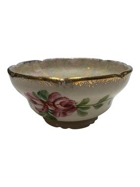 Vintage Rochelle Hand-Painted Pink Rose Fine China Sugar Bowl